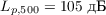 $L_{p,500} = 105 \text{ дБ}$